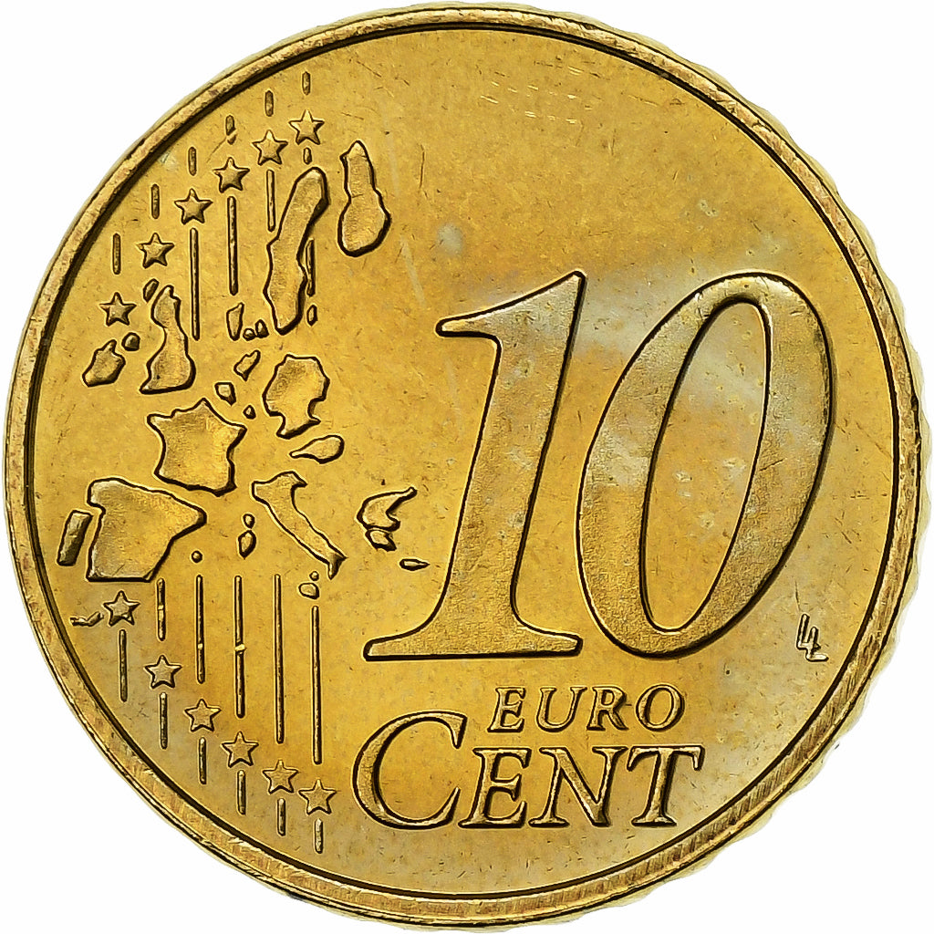 Luxemburgo, Henri, 10 Euro Cent, 2002, Utrecht, Latão, MS(64), KM:78