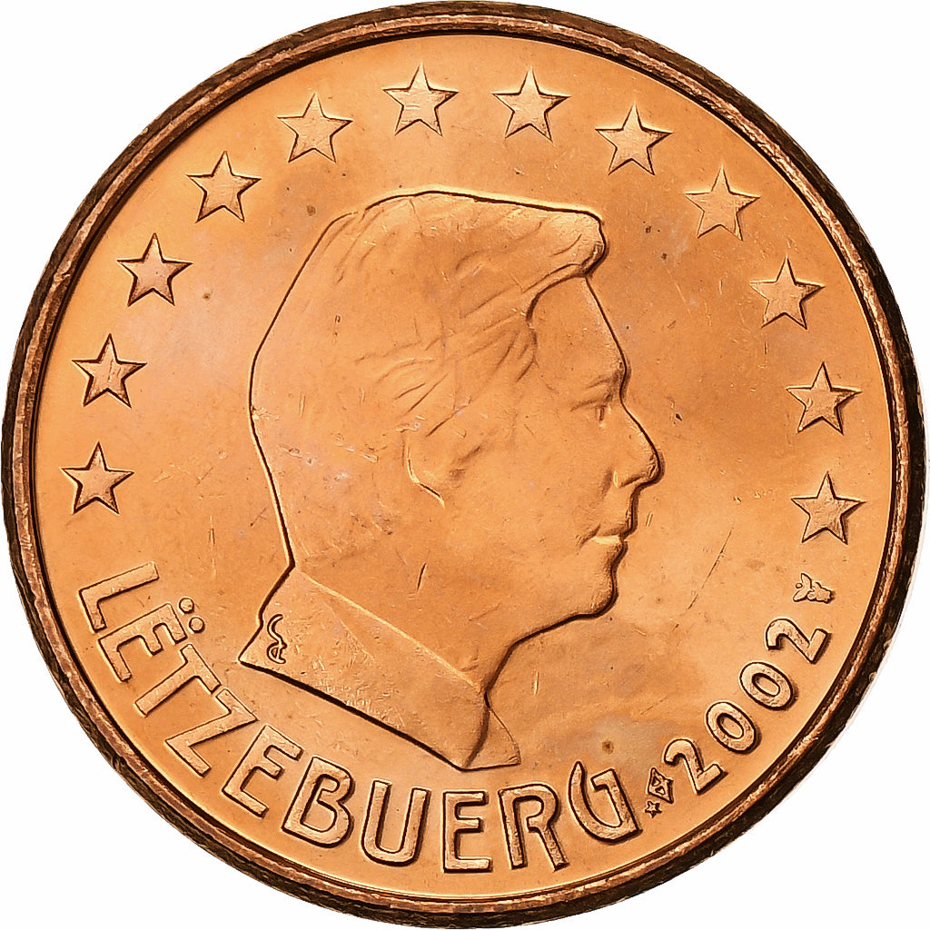 Luxemburgo, 5 Euro Cent, 2002, MS(63), Aço Cromado a Cobre, KM:77
