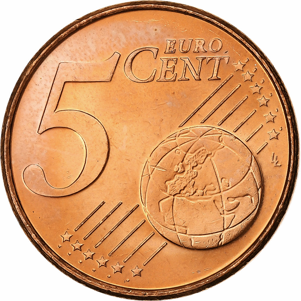 Luxemburgo, 5 Euro Cent, 2002, MS(63), Aço Cromado a Cobre, KM:77