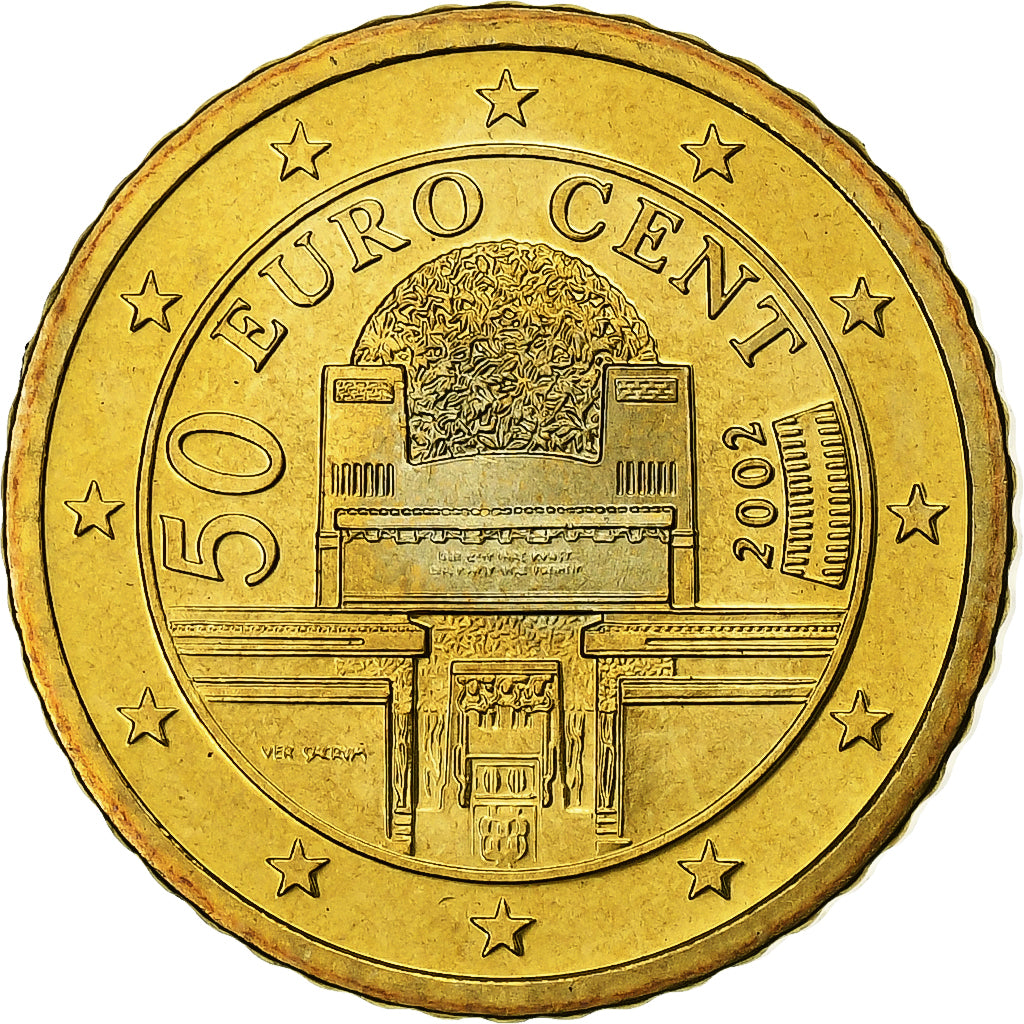 Austria, 50 Euro Cent, 2002, Vienna, Brass, MS(65-70), KM:3087