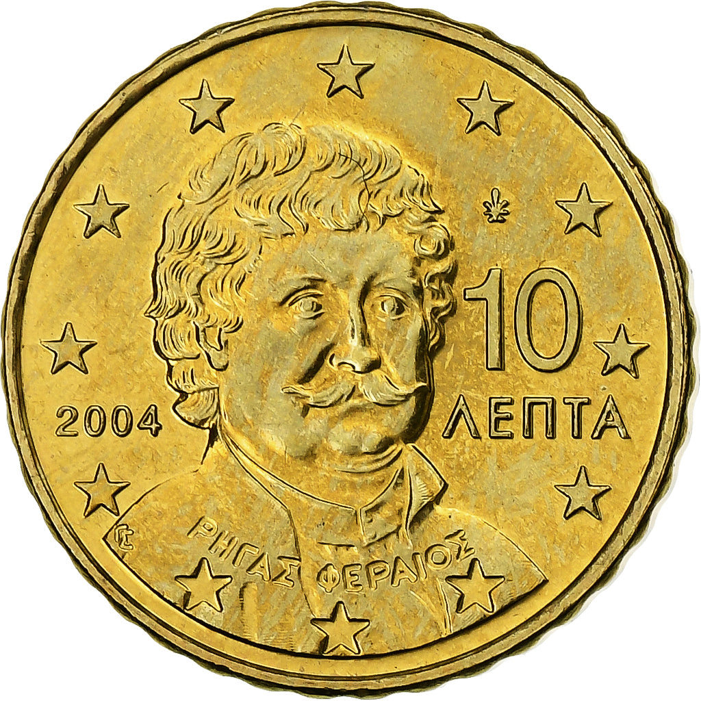 Griekenland, 10 Euro Cent, 2004, Athens, FDC, Tin, KM:184