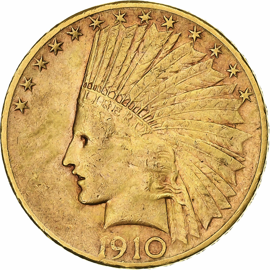 UNITED STATES, Indian Head, $10, Eagle, 1910, U.S. Mint, KM #130, EF(40-45),...