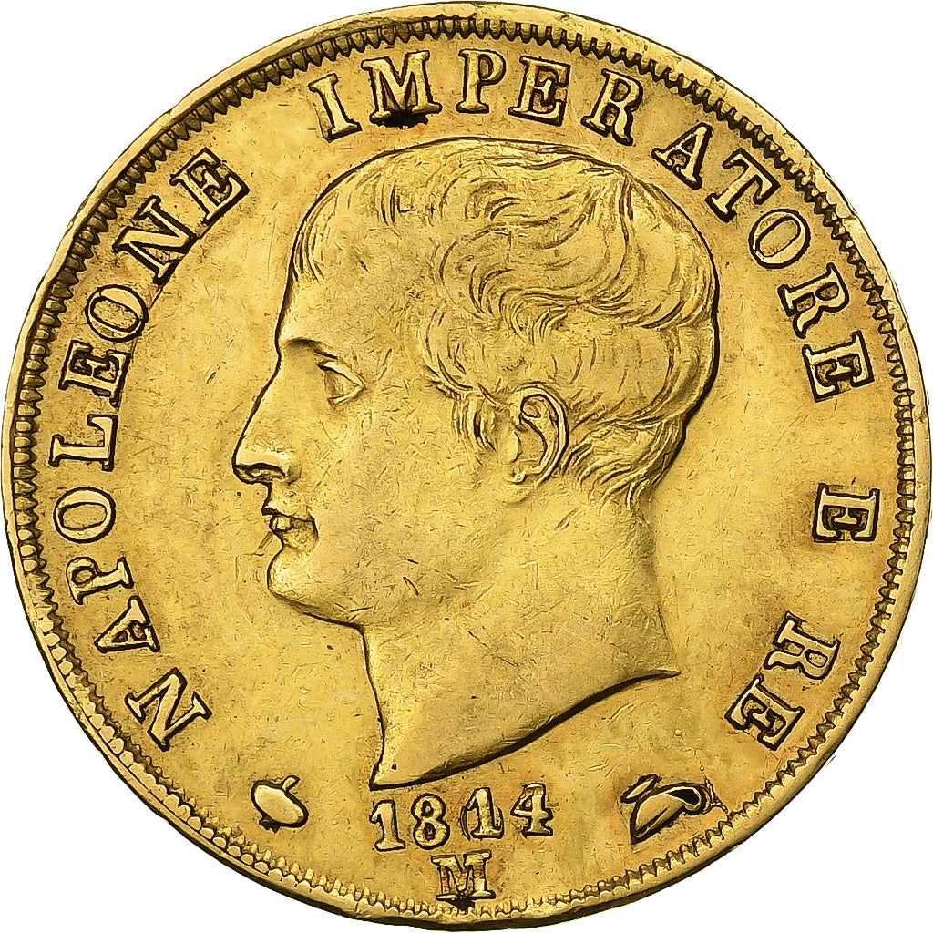 États italiens, KINGDOM OF NAPOLEON, Napoléon I, 40 Lire, 1814/04, Milan, Or