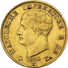 États italiens, KINGDOM OF NAPOLEON, Napoléon I, 40 Lire, 1814/04, Milan, Or