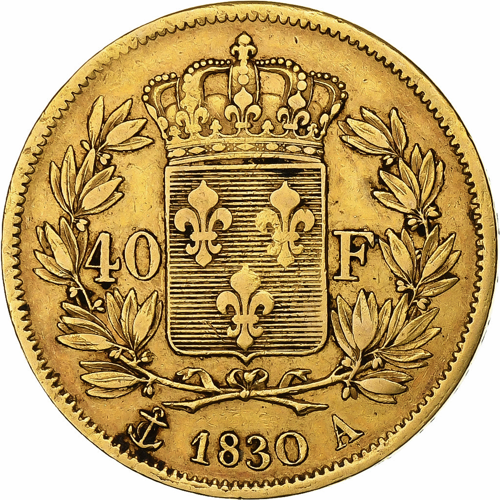 France, 40 Francs, Charles X, 1830, Paris, Gold, EF(40-45), Gadoury:1105