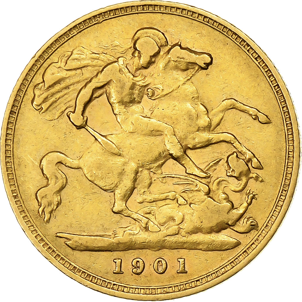 Coin, Great Britain, Victoria, 1/2 Sovereign, 1901, London, EF(40-45), Gold
