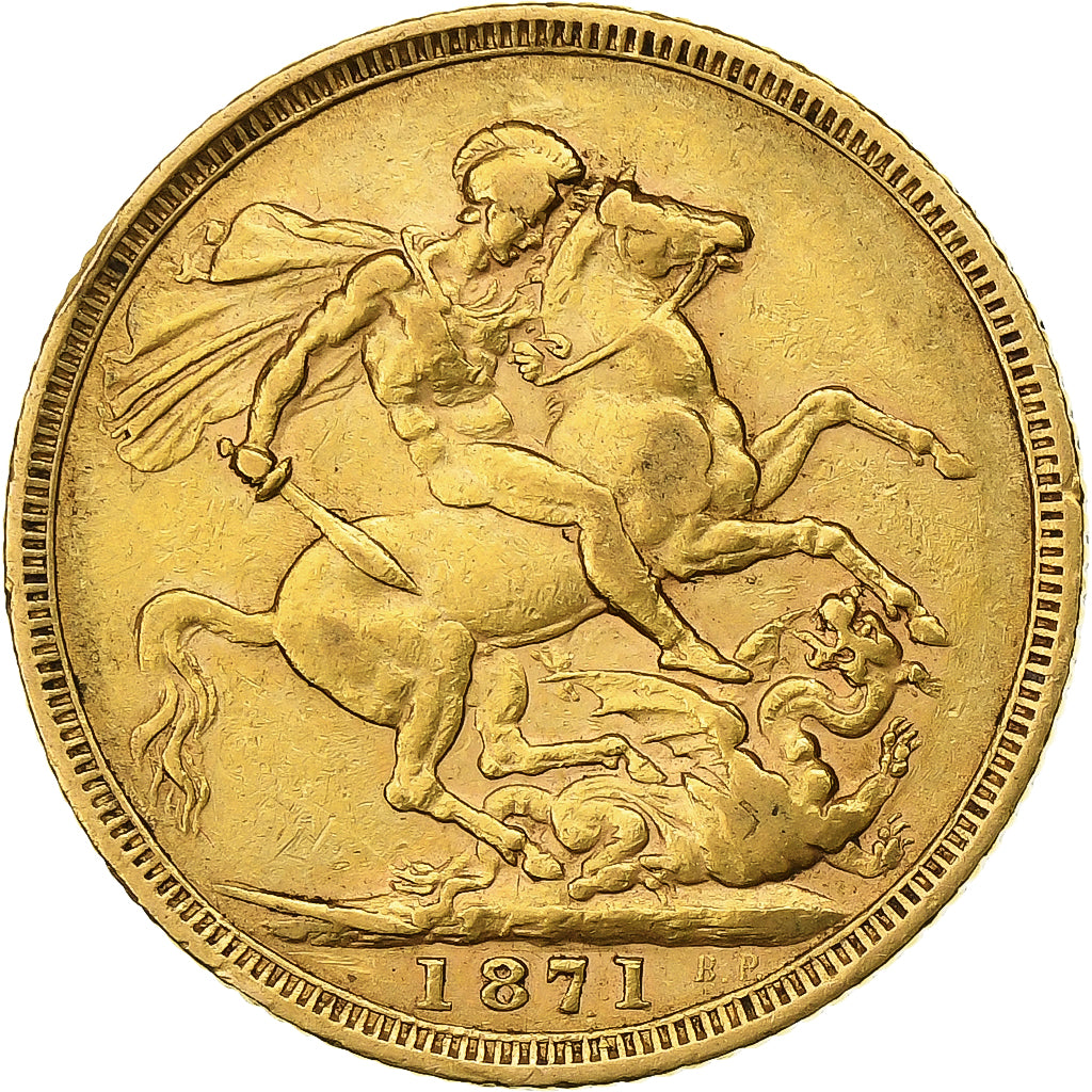 Great Britain, Victoria, Sovereign, 1871, London, Gold, EF(40-45), KM:736.2