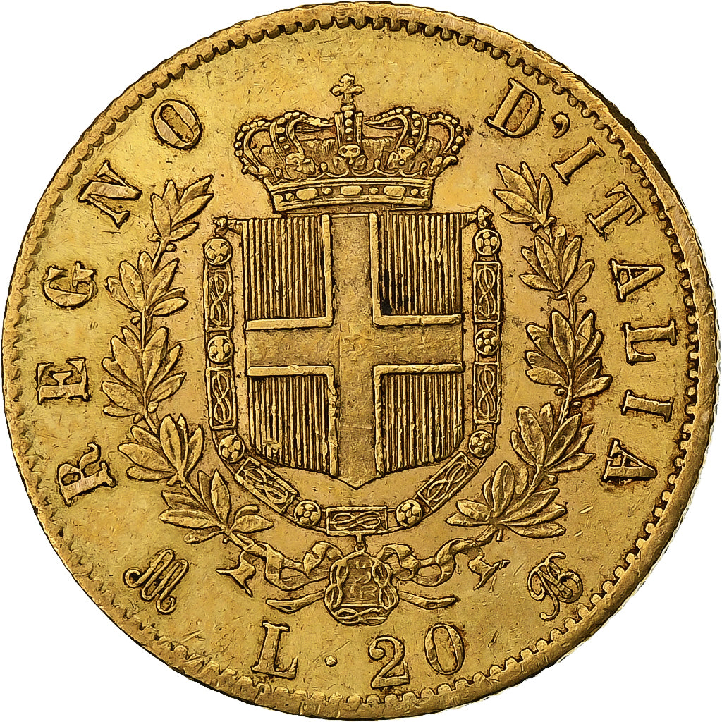 Italie, Vittorio Emanuele II, 20 Lire, 1873, Milan, Or, TTB+, KM:10.3