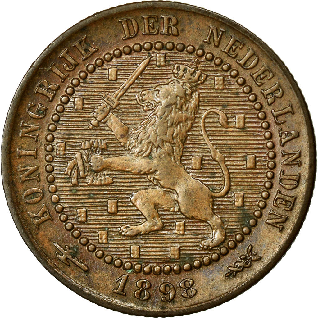 Coin, Netherlands, Wilhelmina I, 1/2 Cent, 1898, AU(55-58), Bronze, KM:109.2