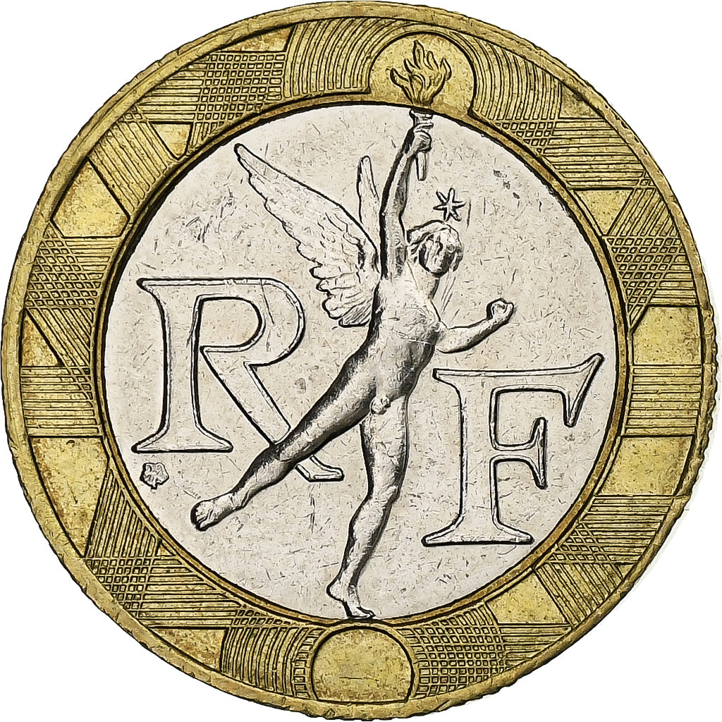 Francia, 10 Francs, Génie, 1991, Bi-metallico, BB+, Gadoury:827, KM:964.1