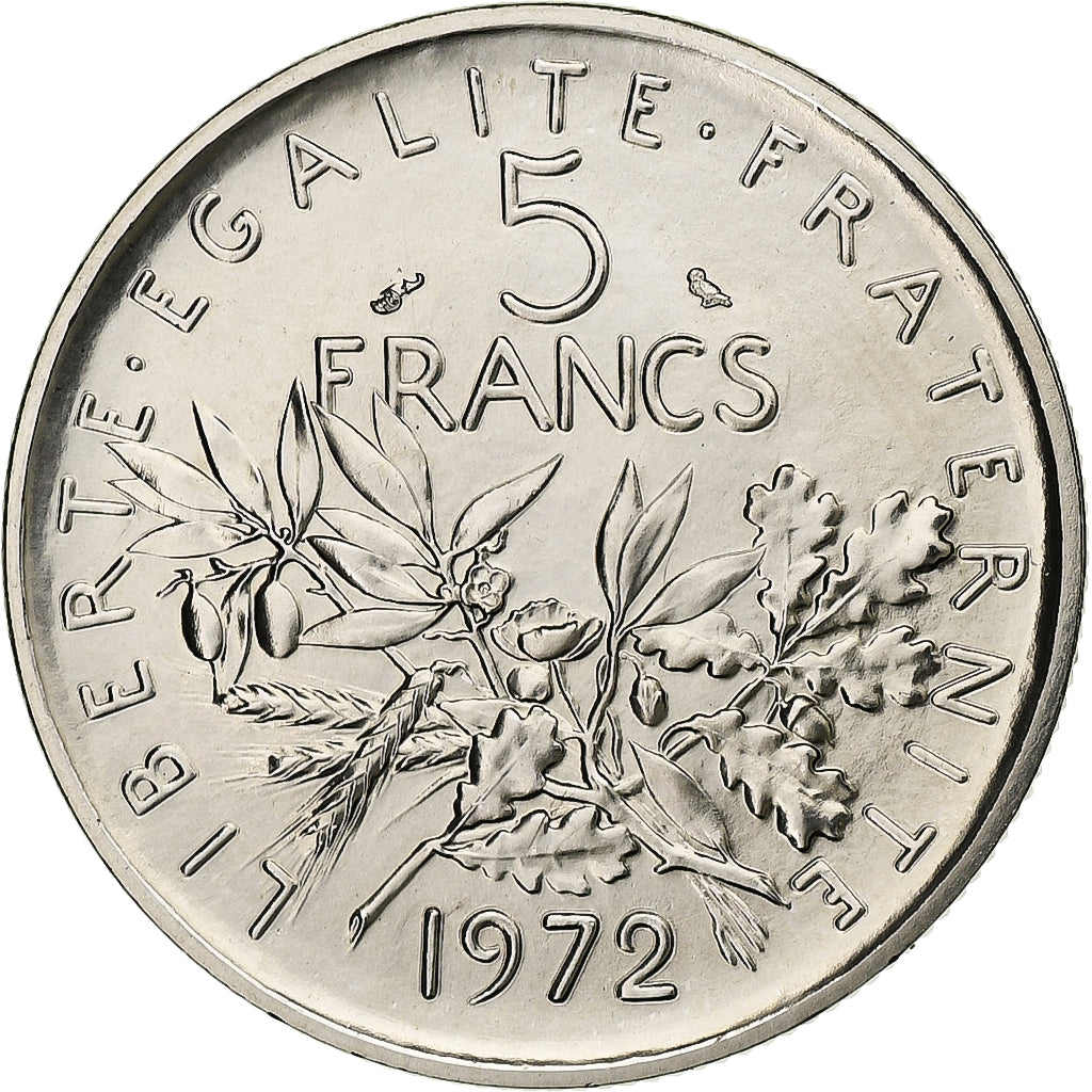 Francia, 5 Francs, Semeuse, 1972, Paris, Nichel placcato rame-nichel, FDC