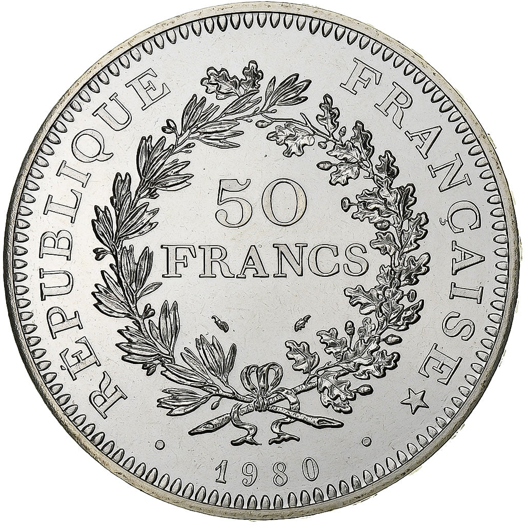 France, 50 Francs, Hercule, 1980, Monnaie de Paris, série FDC, Silver