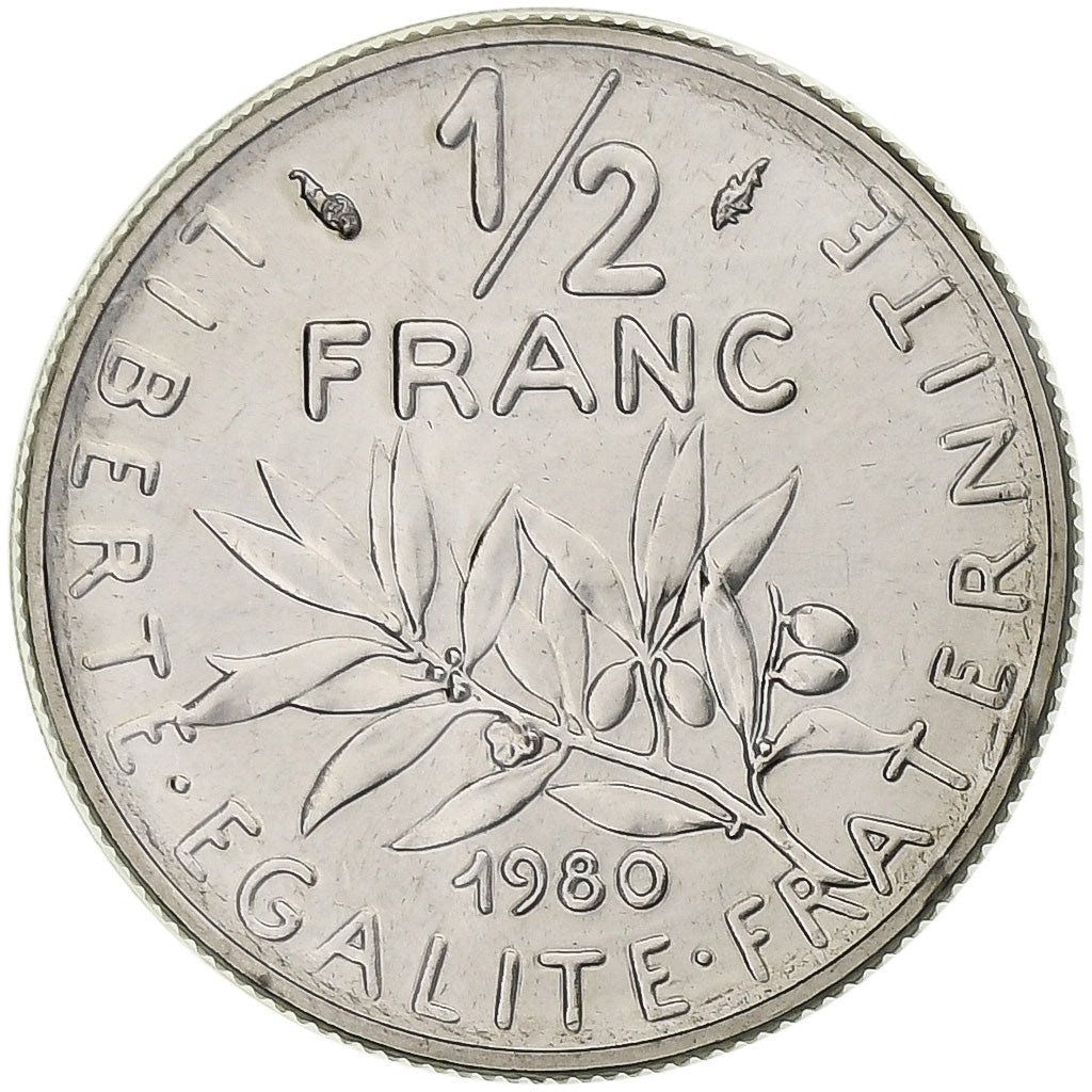Frankreich, Semeuse, 1/2 Franc, 1980, Paris, série FDC, STGL, Nickel, KM:931.1