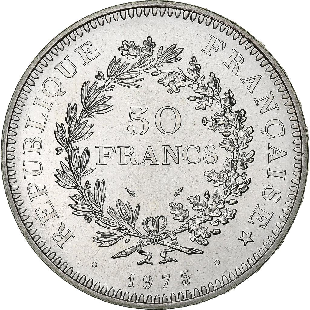 Moneta, Francja, Hercule, 50 Francs, 1975, Paris, série FDC, MS(65-70), Srebro