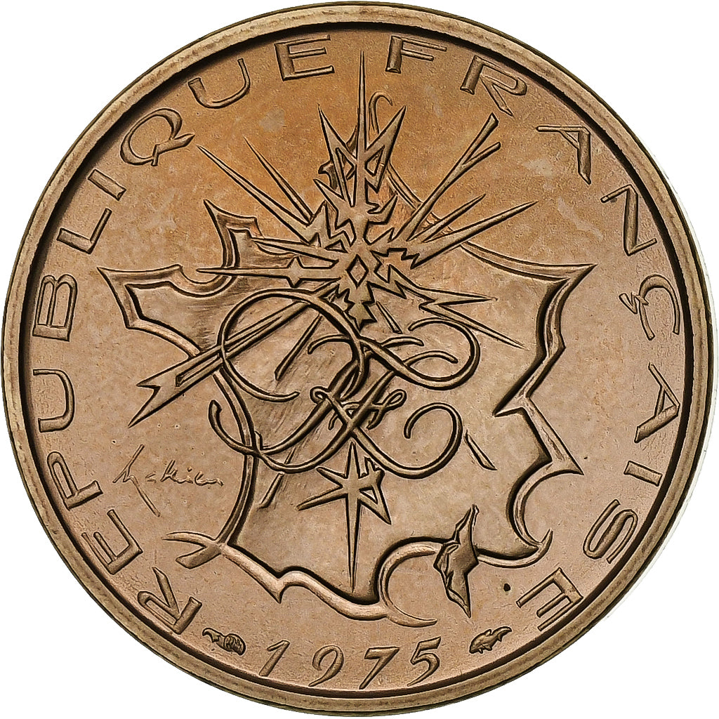 Coin, France, Mathieu, 10 Francs, 1975, Paris, FDC, MS(65-70), Nickel-brass