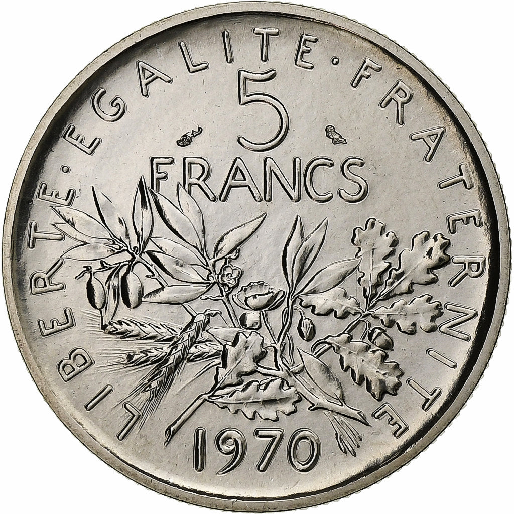 Moeda, França, Semeuse, 5 Francs, 1970, Paris, MS(65-70), Cobre-Níquel