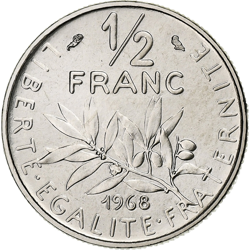 France, 1/2 Franc, Semeuse, 1968, Paris, Nickel, SPL, Gadoury:429, KM:931.1