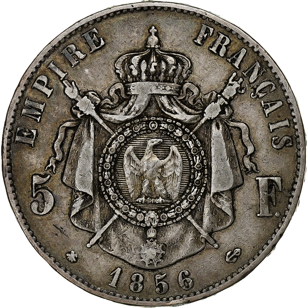 Moneta, Francia, Napoleon III, Napoléon III, 5 Francs, 1856, Strasbourg, MB+