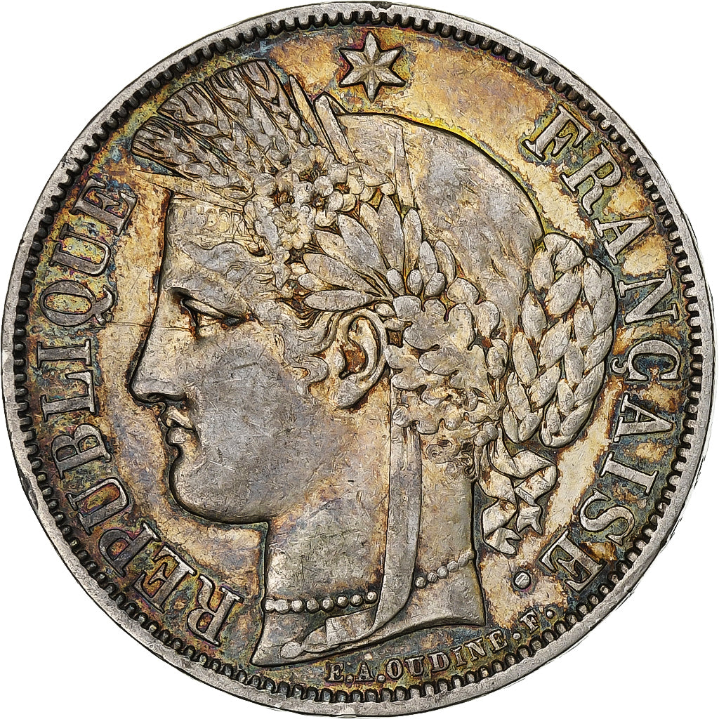 France, 5 Francs, Cérès, 1851, Paris, Silver, AU(50-53), Gadoury:719, KM:761.1