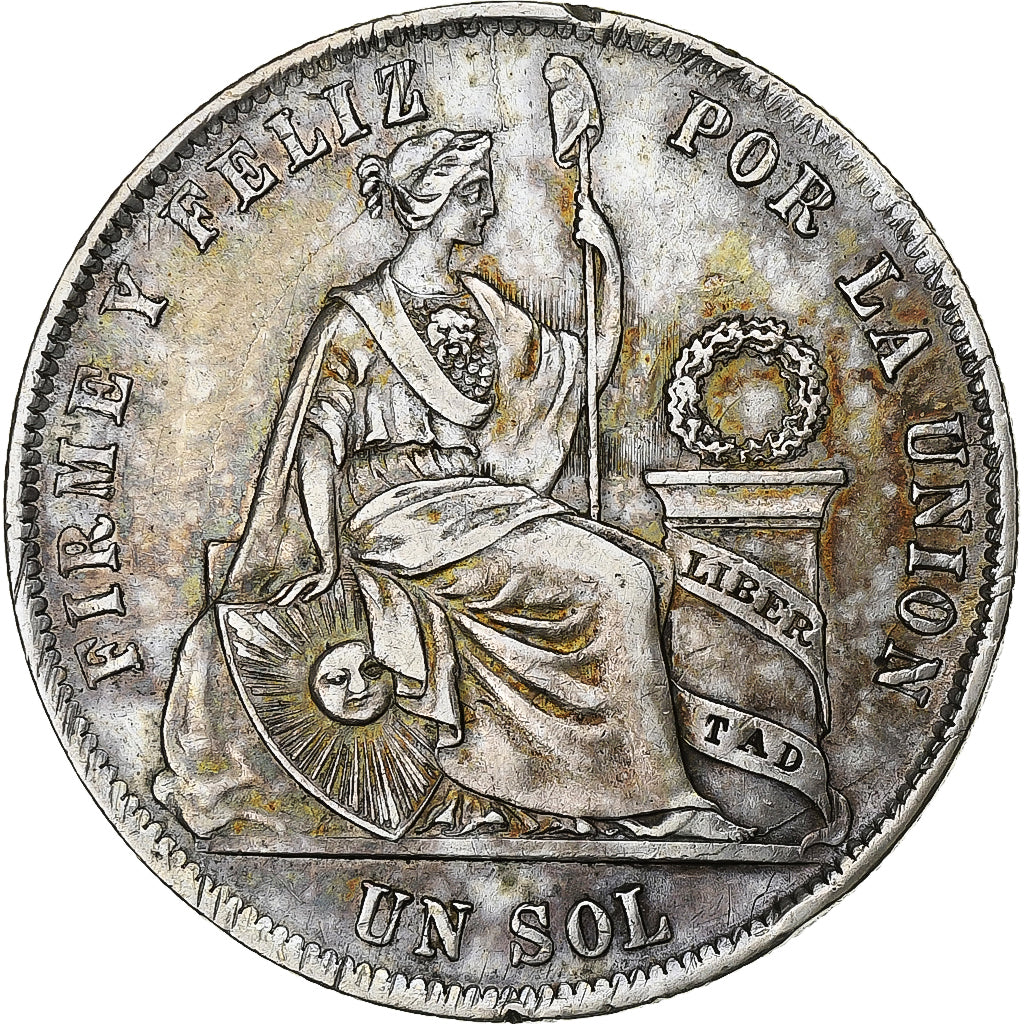 Peru, SOUTH PERU, Sol, 1871, Lima, Silver, AU(50-53), KM:196.3