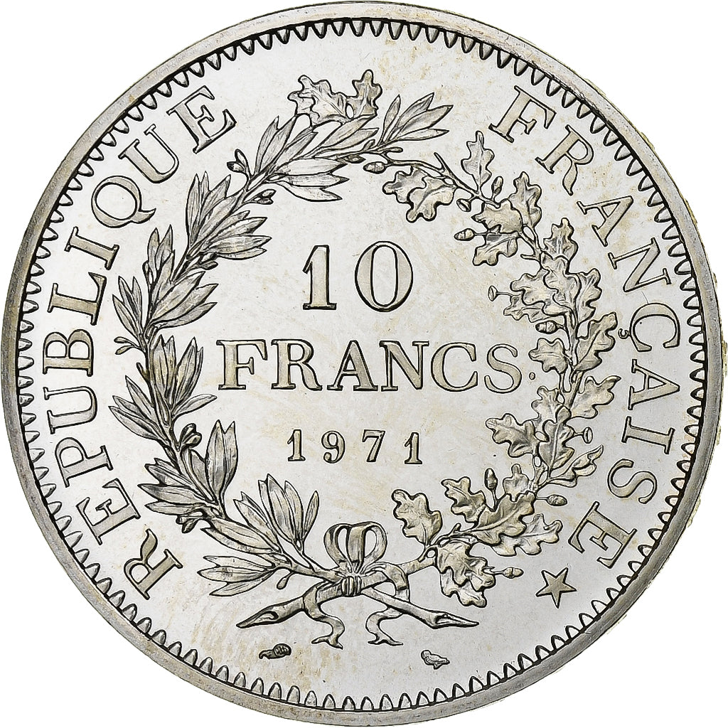 France, 10 Francs, Hercule, 1971, Paris, Silver, MS(65-70), KM:932