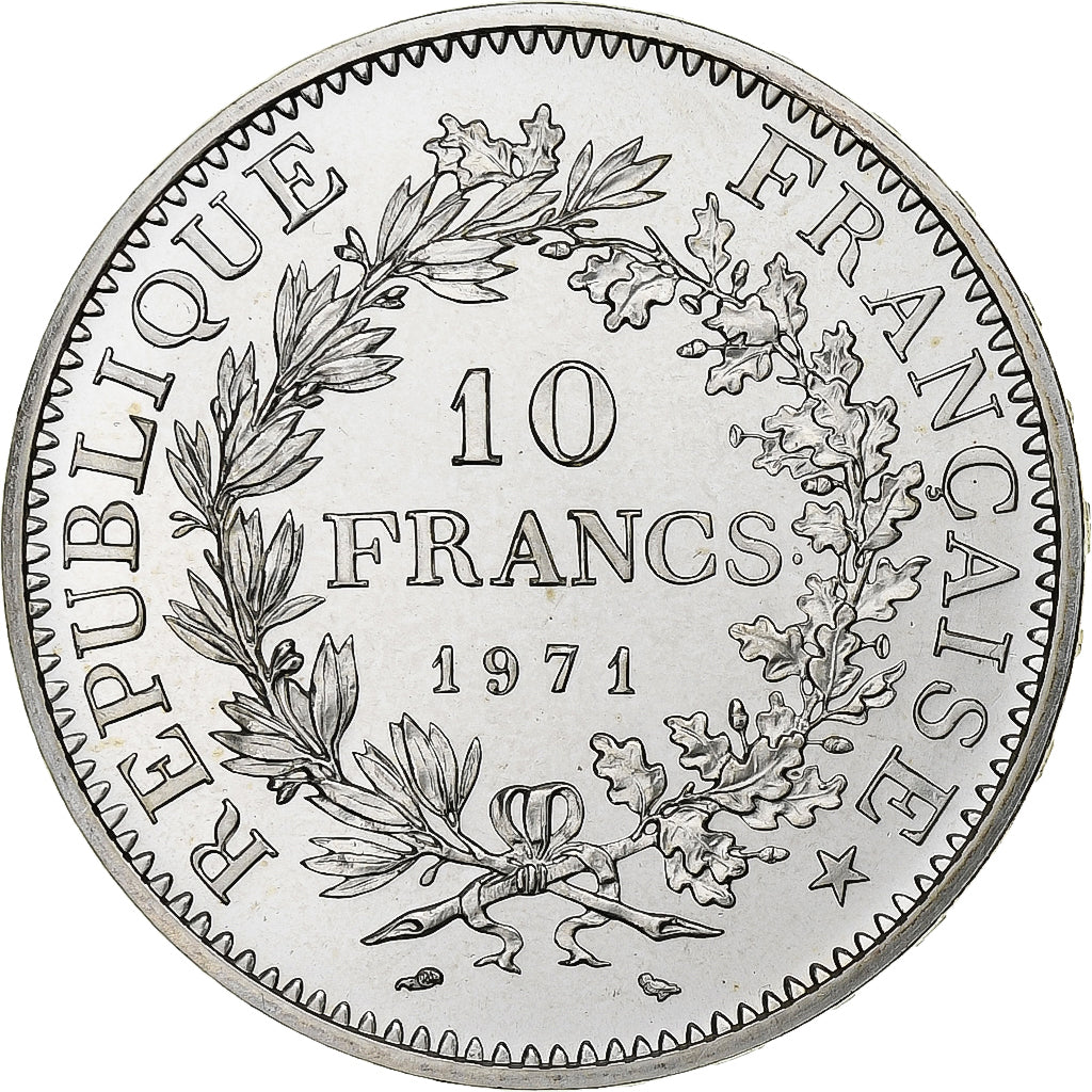 France, 10 Francs, Hercule, 1971, Paris, Silver, MS(65-70), KM:932