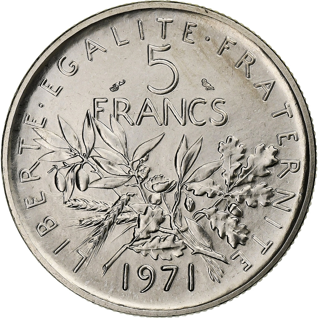 Moeda, França, Semeuse, 5 Francs, 1971, Paris, MS(65-70), Cobre-Níquel