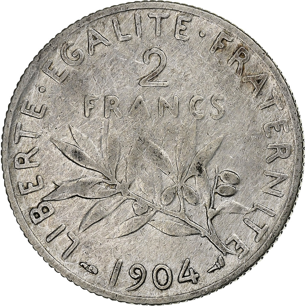 France, 2 Francs, Semeuse, 1904, Paris, Silver, EF(40-45), Gadoury:532, KM:845.1