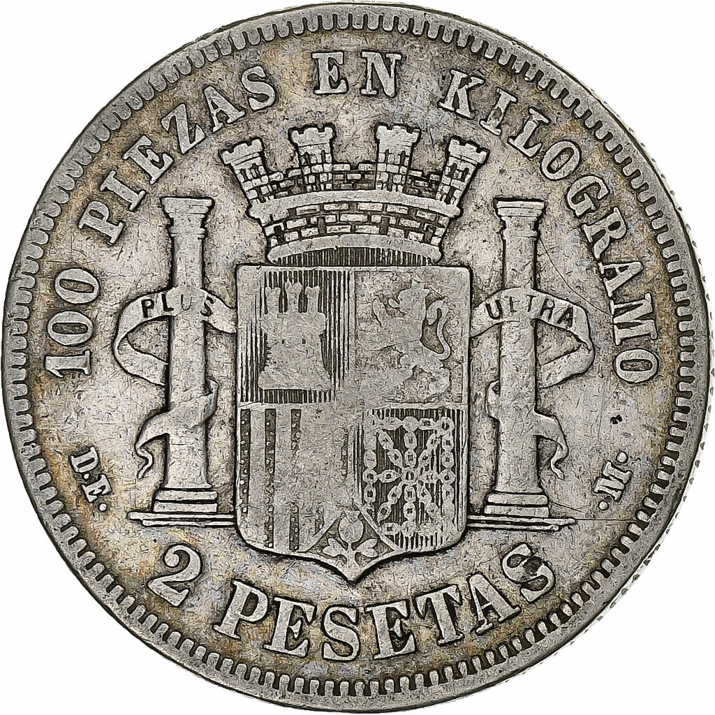Coin, Spain, Provisional Government, 2 Pesetas, 1870, Madrid, VF(20-25), Silver