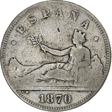 Coin, Spain, Provisional Government, 2 Pesetas, 1870, Madrid, VF(20-25), Silver