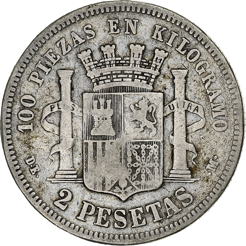 Coin, Spain, Provisional Government, 2 Pesetas, 1870, Madrid, VF(20-25), Silver