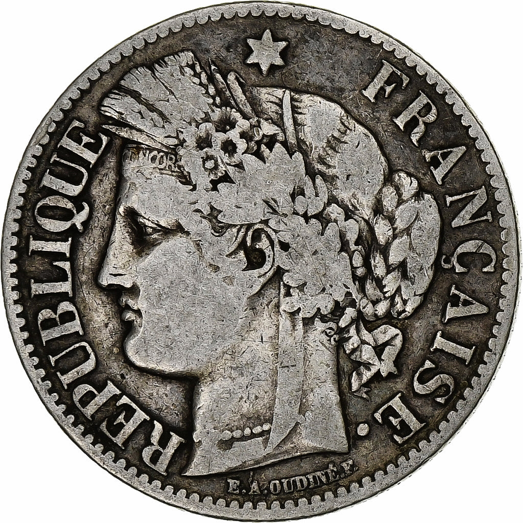 France, 2 Francs, Cérès, 1873, Paris, Argent, TB, Gadoury:530a, KM:817.1