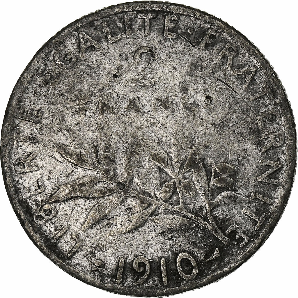 Francia, 2 Francs, Semeuse, 1910, Paris, Contemporary forgery in tin, Stagno