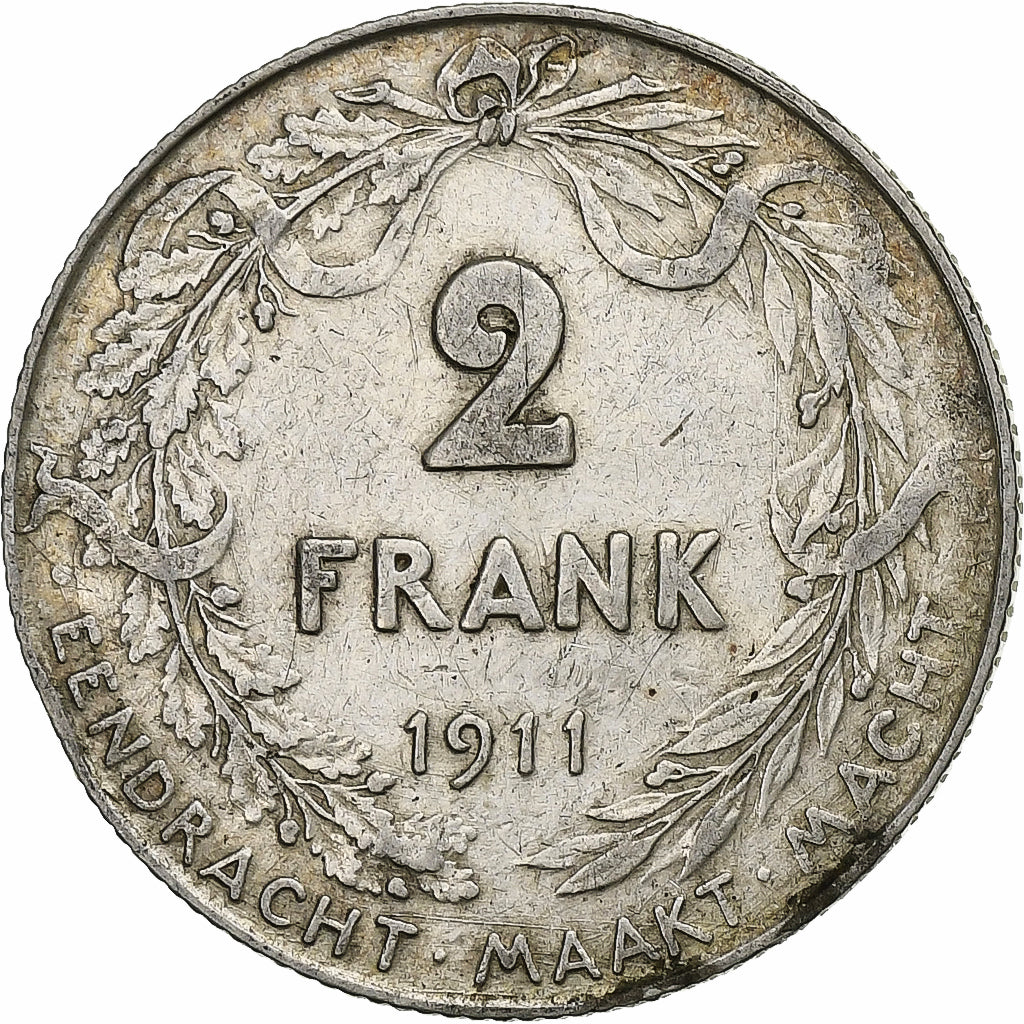 Belgium, Albert I, 2 Francs, 2 Frank, 1911, Brussels, Silver, EF(40-45), KM:75