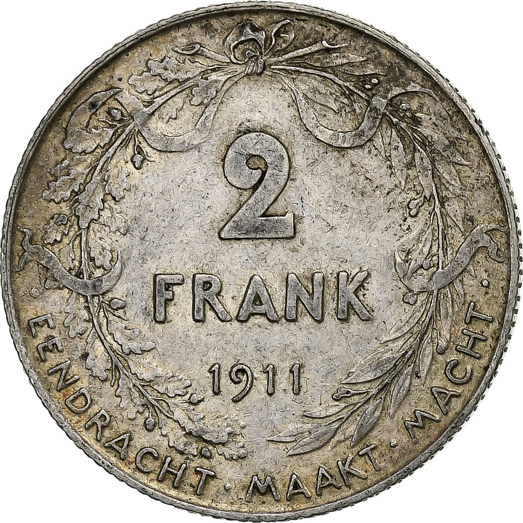 Belgium, Albert I, 2 Francs, 2 Frank, 1911, Brussels, Silver, EF(40-45), KM:75