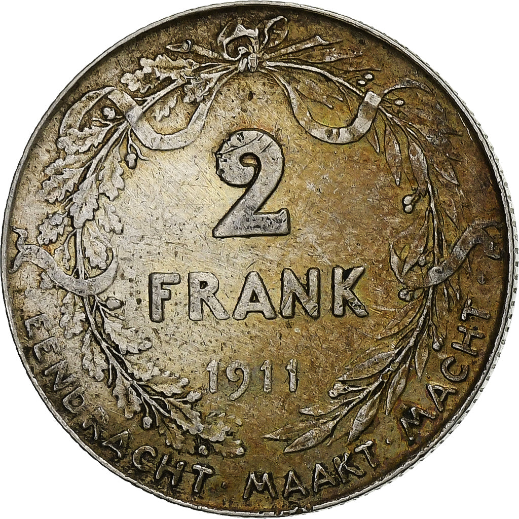 Belgium, Albert I, 2 Francs, 2 Frank, 1911, Brussels, Silver, EF(40-45), KM:75
