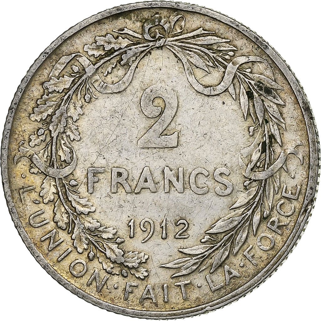 Belgium, Albert I, 2 Francs, 2 Frank, 1912, Silver, EF(40-45), KM:74
