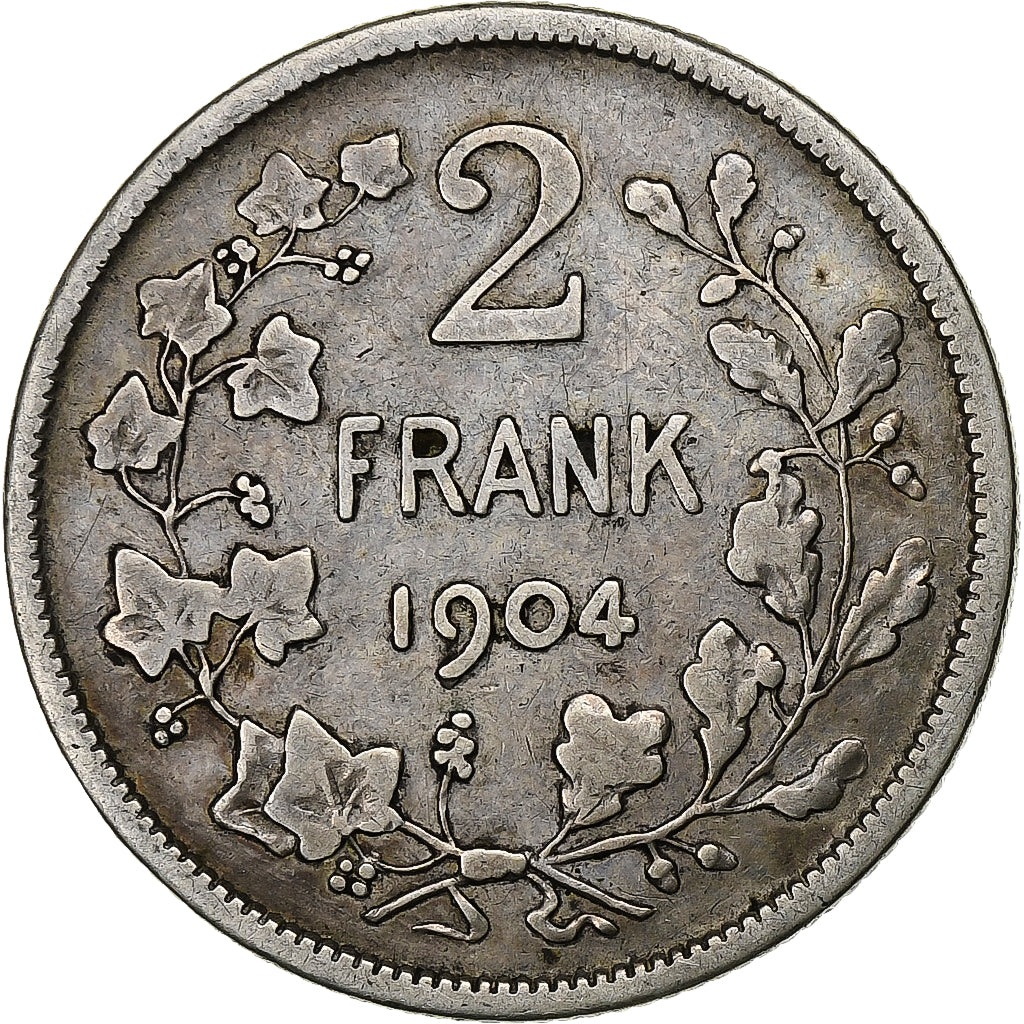 België, Leopold II, 2 Francs, 2 Frank, 1904, Zilver, ZF, KM:59