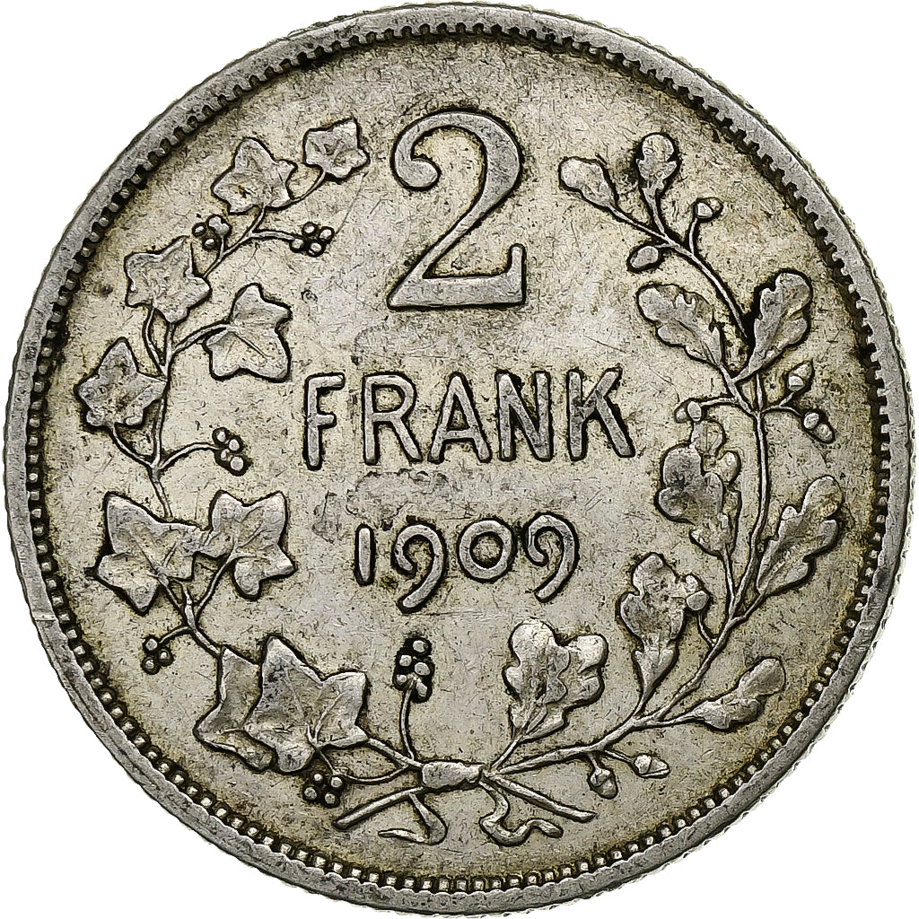 Coin, Belgium, Leopold II, 2 Francs, 2 Frank, 1909, EF(40-45), Silver, KM:59