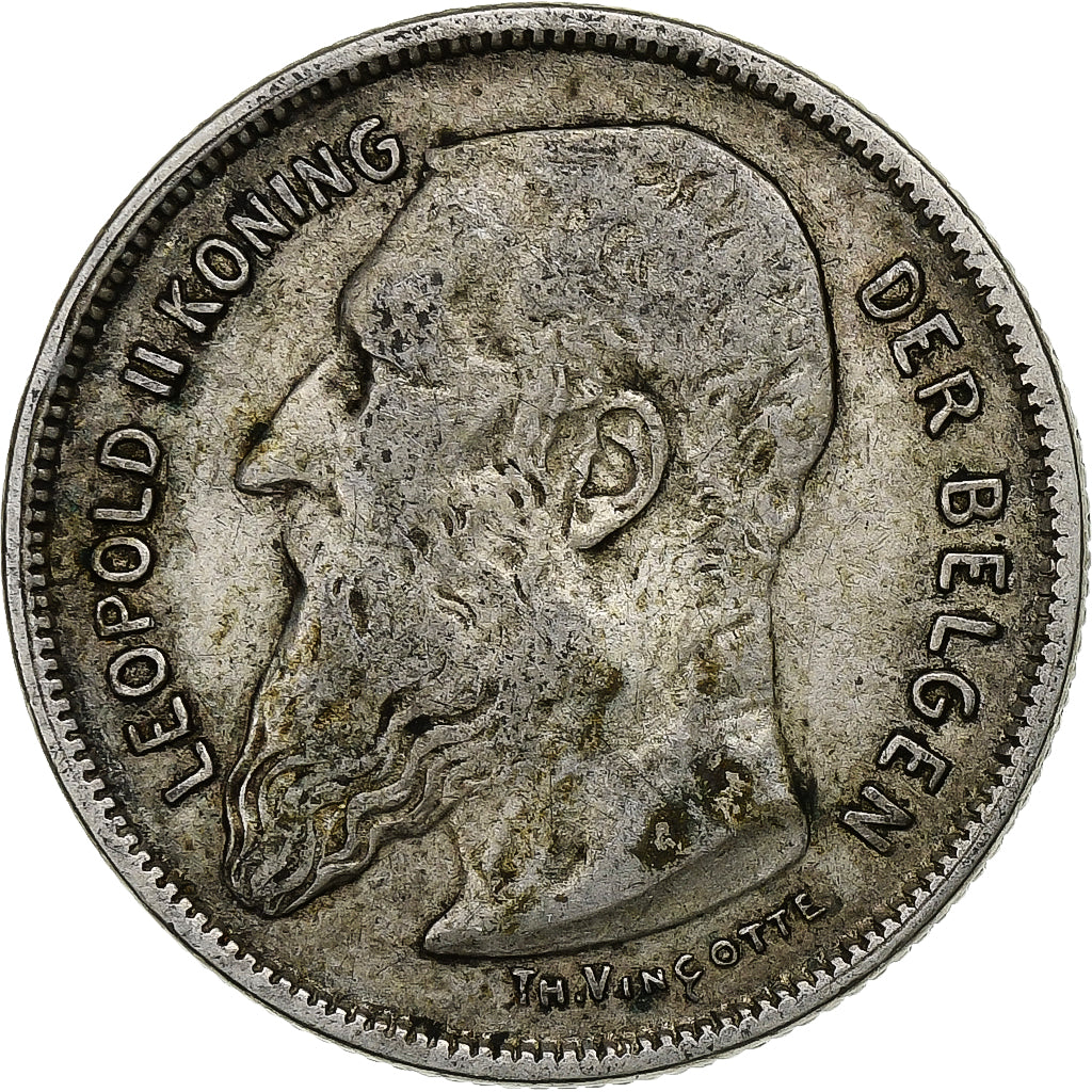 Belgium, Leopold II, 2 Francs, 2 Frank, 1909, Silver, VF(30-35), KM:59