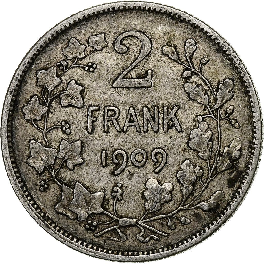 Belgium, Leopold II, 2 Francs, 2 Frank, 1909, Silver, VF(30-35), KM:59