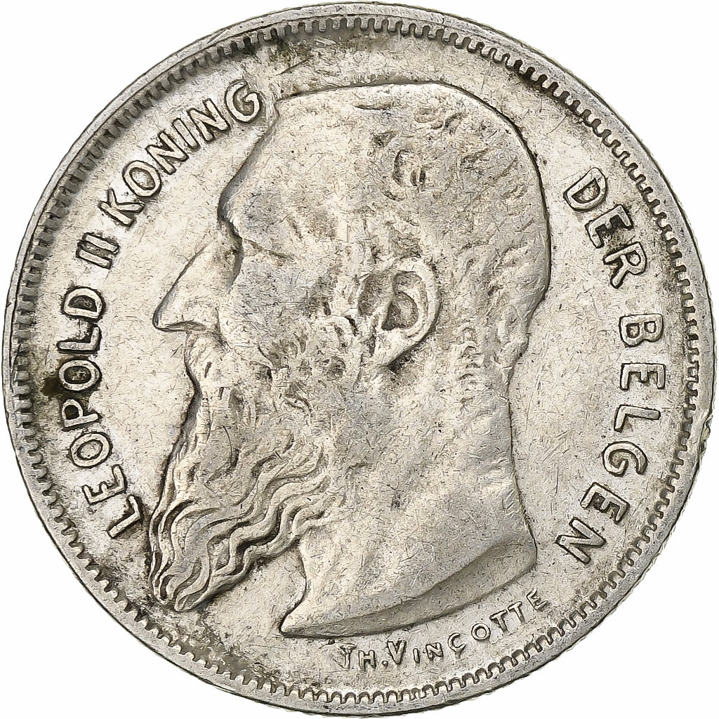 Belgium, Leopold II, 2 Francs, 2 Frank, 1909, Silver, EF(40-45)