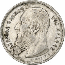 Belgium, Leopold II, 2 Francs, 2 Frank, 1909, Silver, EF(40-45)