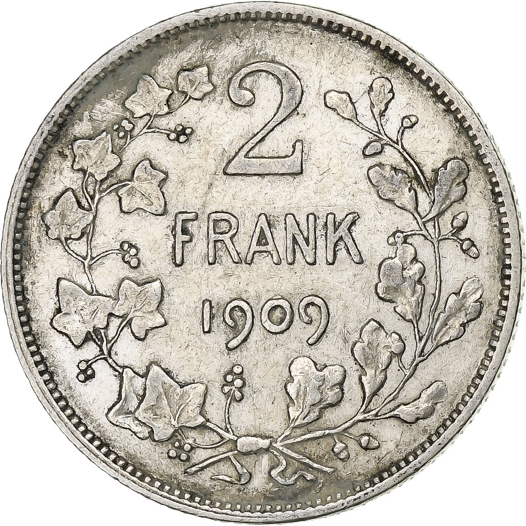 Belgium, Leopold II, 2 Francs, 2 Frank, 1909, Silver, EF(40-45)