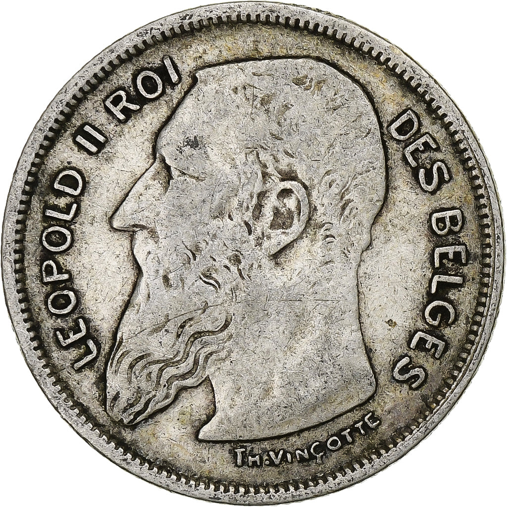 Belgium, Leopold II, 2 Francs, 2 Frank, 1909, Silver, EF(40-45), KM:58.1