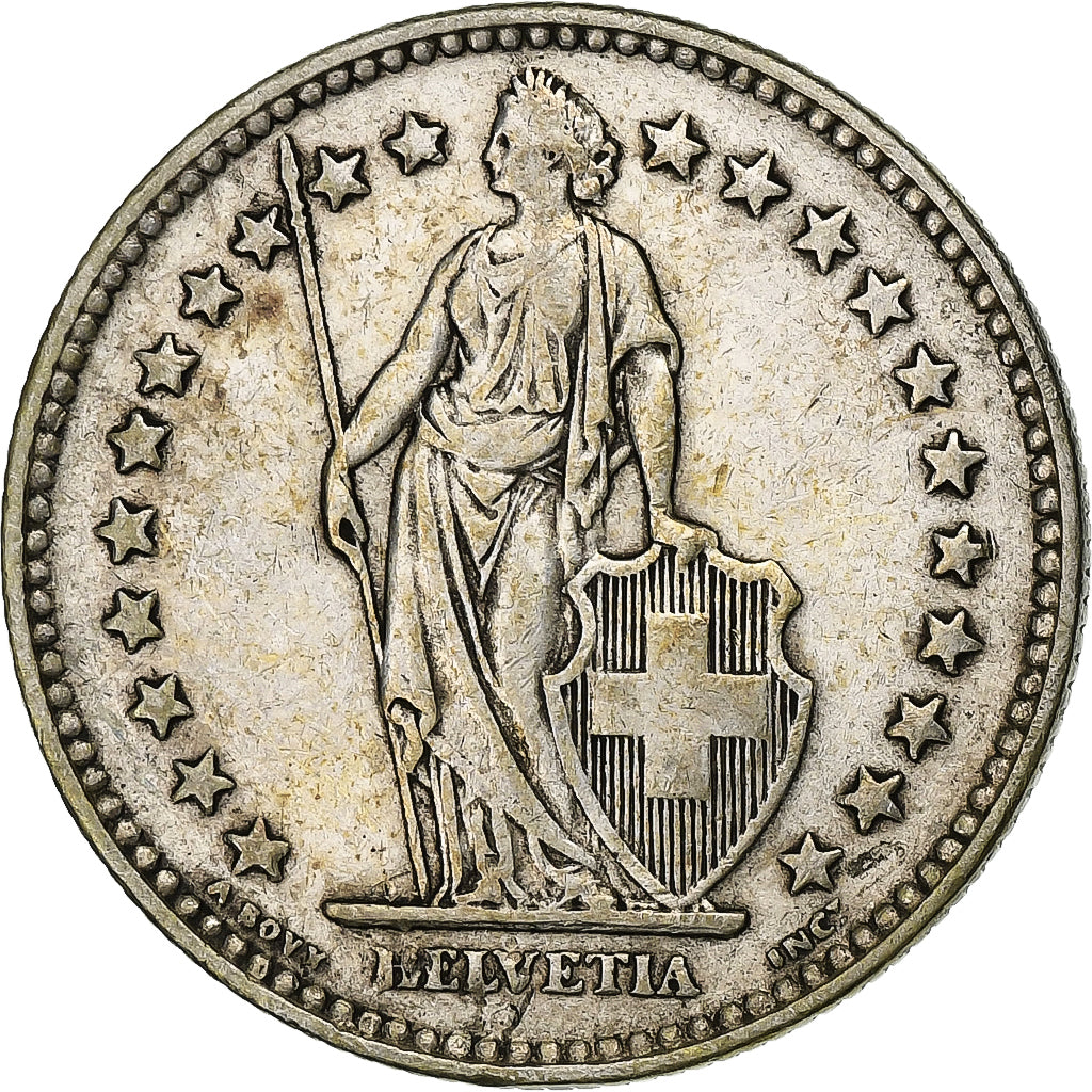 Suiza, 2 Francs, 1936, Bern, Plata, MBC, KM:21
