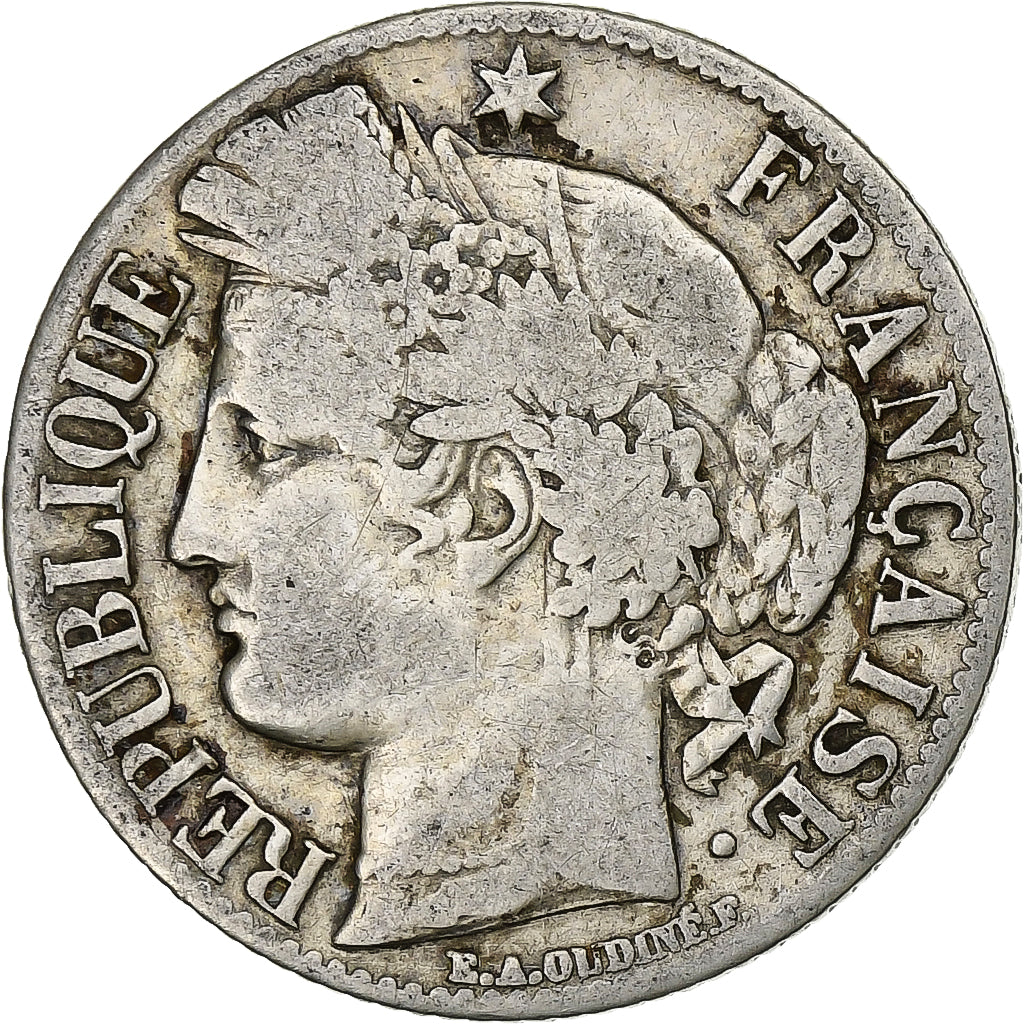 Frankrijk, Franc, Cérès, 1871, Bordeaux, Zilver, FR, Gadoury:465, KM:822.2