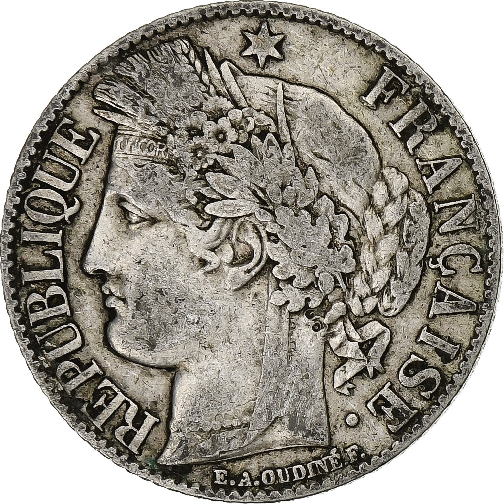 Monnaie, France, Cérès, Franc, 1872, Bordeaux, TB+, Argent, Gadoury:465a