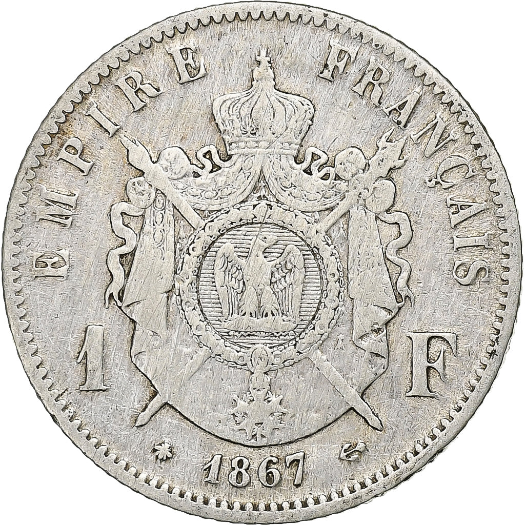 France, Napoléon III, Franc, Napoléon III, 1867, Paris, Argent, TB+