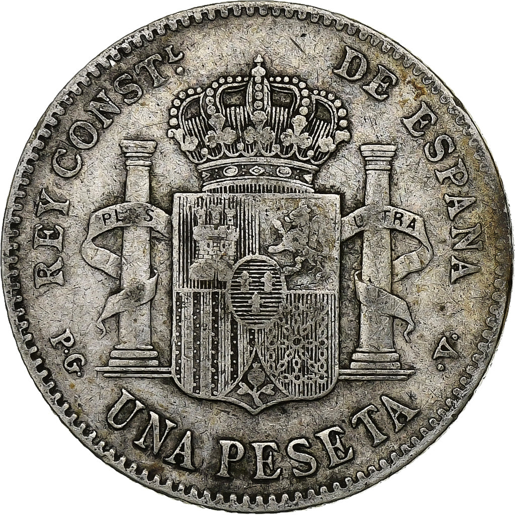 Spagna, Alfonso XIII, Peseta, 1896, Argento, MB+, KM:706